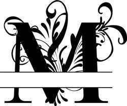 Split Monogram Elegant Floral Split Alphabet Letter M - DXF File Cut-Ready  for CNC Laser & plasma