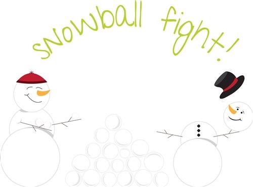 snowman snowball fight clipart
