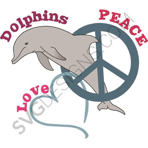 Peace Love Dolphins Svg File Mammals Svg Designs Svgdesigns Com