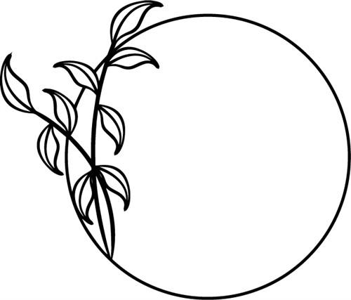 Leafy Outline Monogram Circle