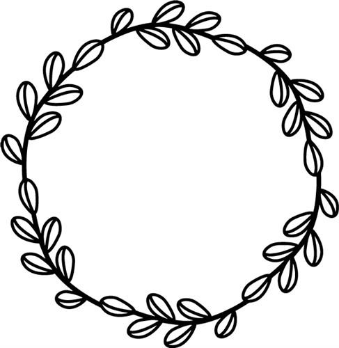 Leafy Outline Monogram Circle