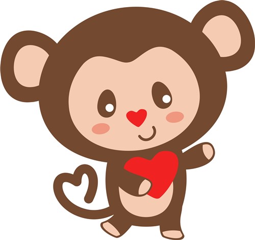 Download Kawaii Valentine S Day Monkey Svg File Svg Designs Svgdesigns Com