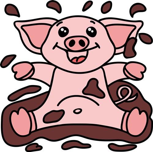 pig in mud clipart
